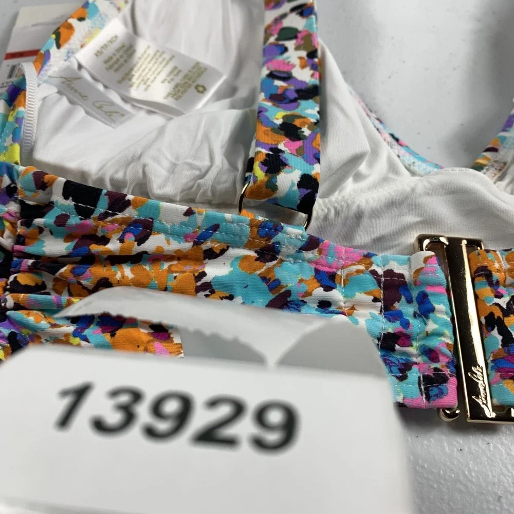 Anne Cole Women's Bikini Swim‎ Top XS Multicolor Sunset Dot Shirred Bralette NWT